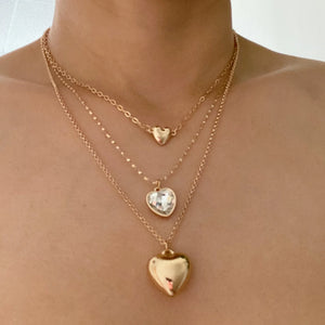 Triple Heart Pendant Necklace Set